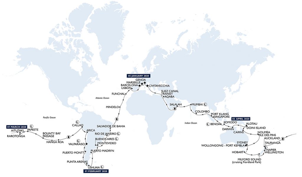 MSC Cruceros World Tour Ruta 2020