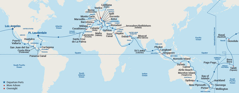El itinerario de 2023 alrededor del mundo a bordo del Island Princess