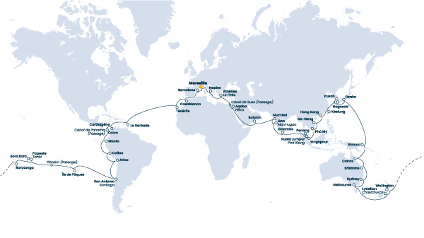 L’itinéraire du Tour du Monde 2024 de Costa Croisières